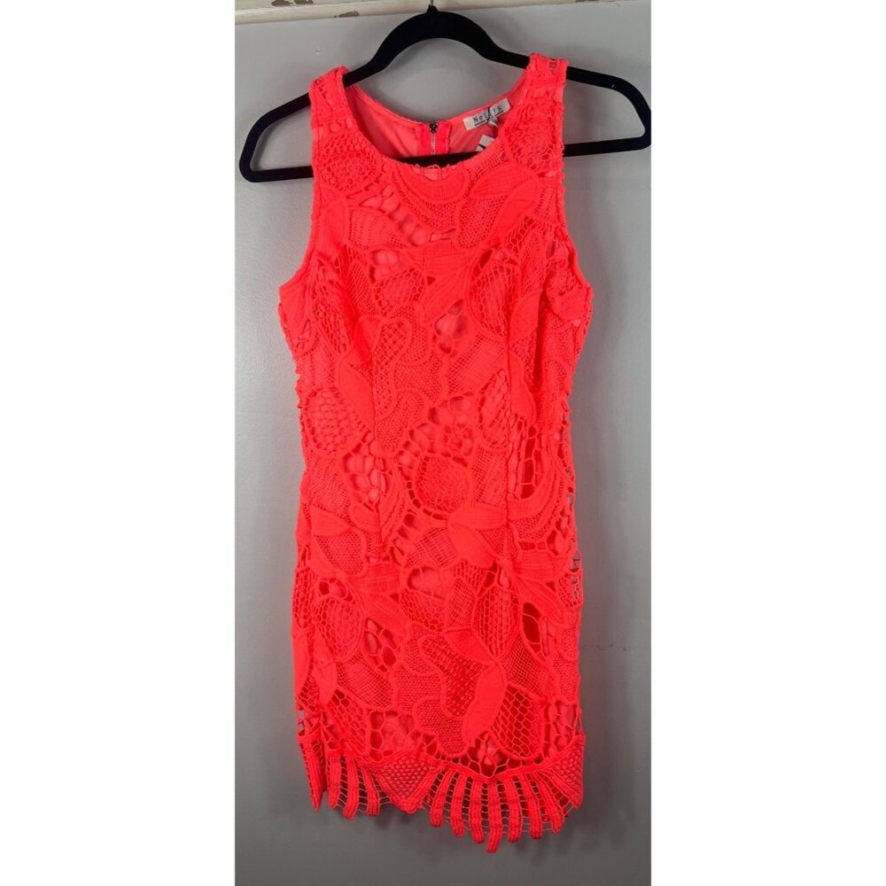 NWT Nellis Dress Bright Pink Tangerine Lace Sleeveless Small